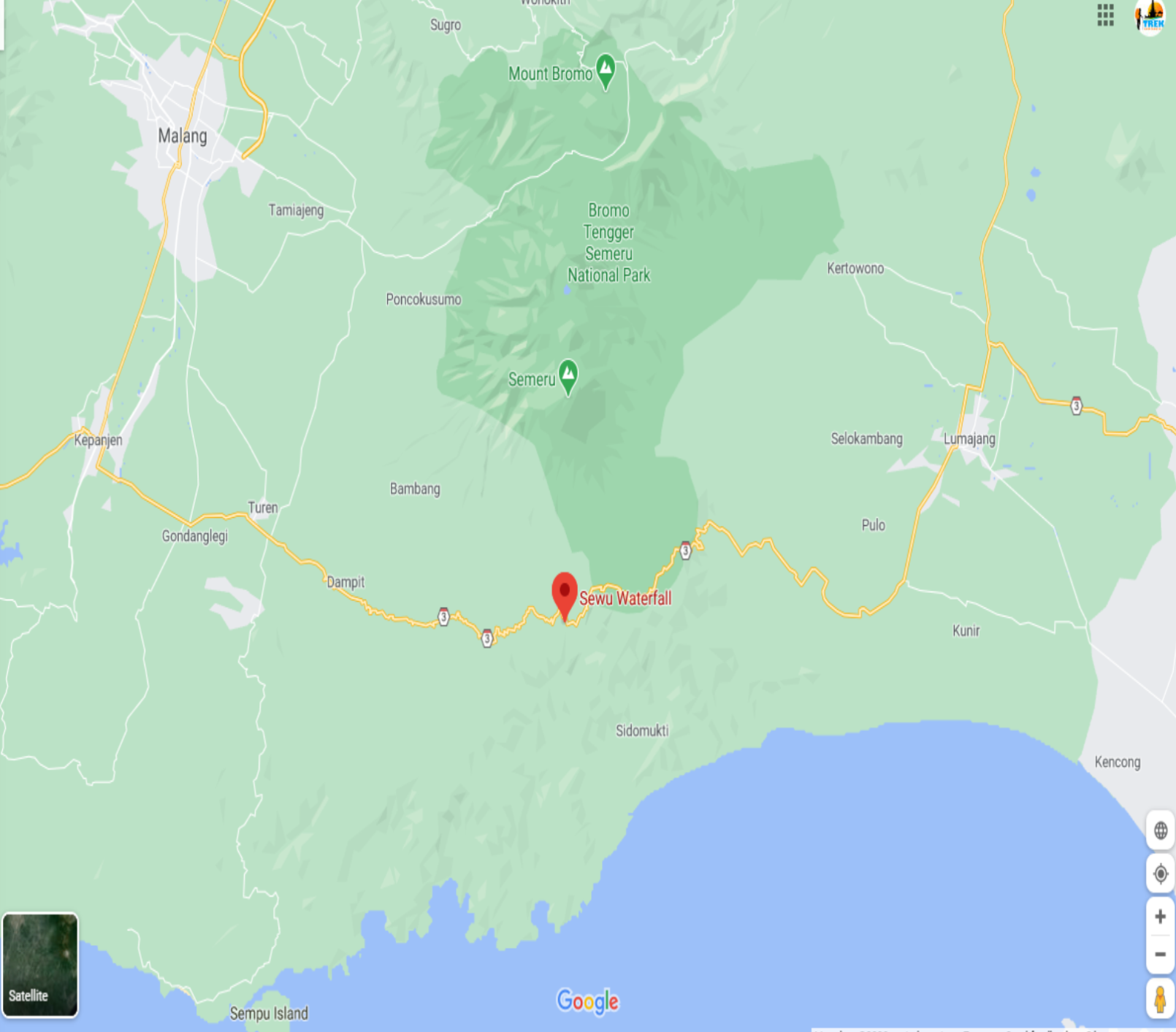 Google maps Tumpak Sewu