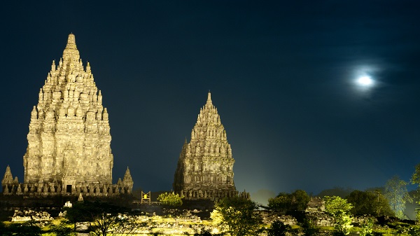 Candi Prambanan at night