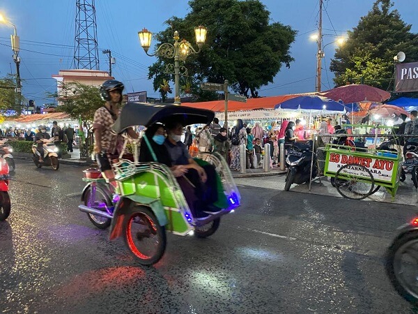 Becak and Markets In Malioboro Street