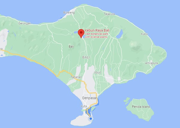 location Kebun Raya Bali