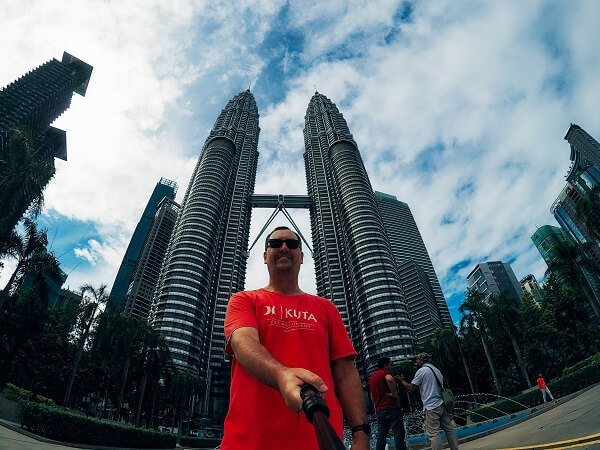 Iconic photo out front of the towers