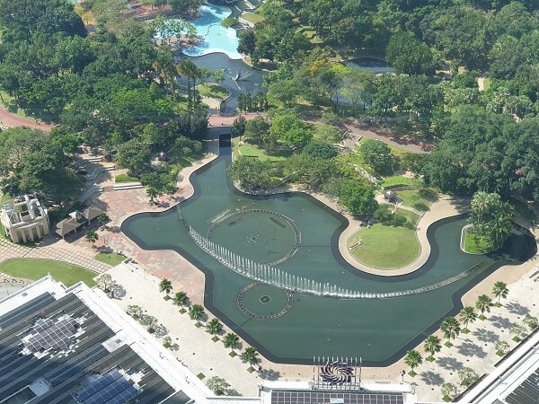 KLCC Park and Fountains far below