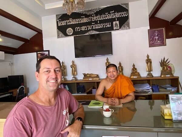 Chatting with the Monk at Wat Sri Suphan
