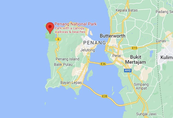 location of Penang national park