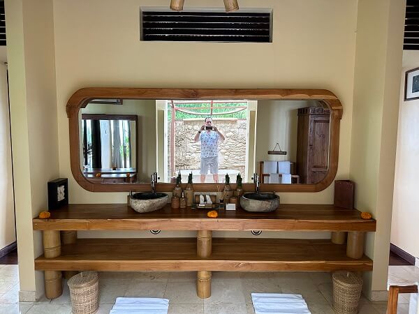 The mirror in the second villa bathroom