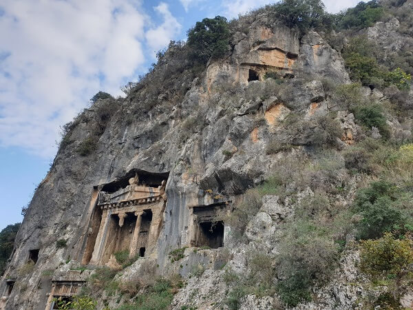The amazing Lycian rock tombs are only a few minutes walk out of town