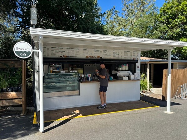 The Riverside Cafe outside the entrance has great river views