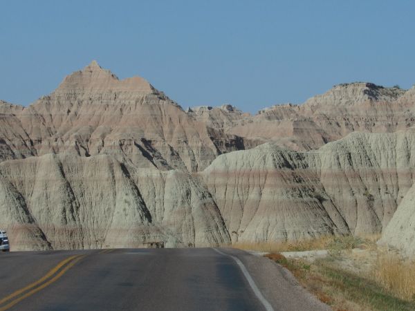 Badlands Loop Scenic Byway twists and turns through miles of unique stone formations.