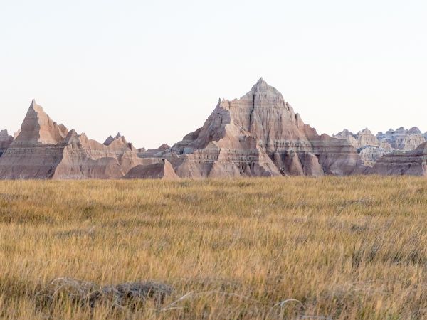 The Badlands formations provide a scenic backdrop for your campout.